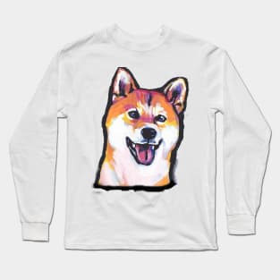 Shiba Inu Bright colorful pop dog art Long Sleeve T-Shirt